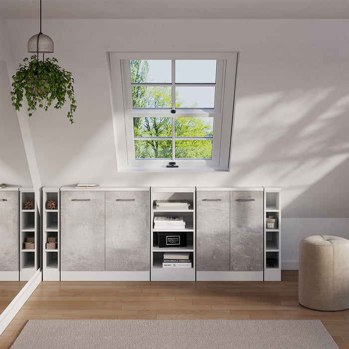 Vicco Set di mobili sottotetto Cemento/Bianco Set di 5