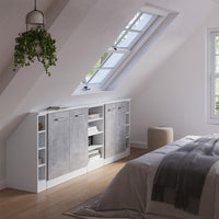 Vicco Mobile cucina sottotetto Cemento/Bianco 215 cm Set di 5