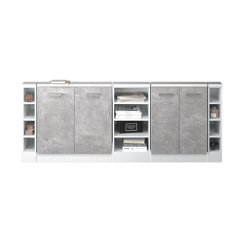 Vicco Mobile cucina sottotetto Cemento/Bianco 215 cm Set di 5