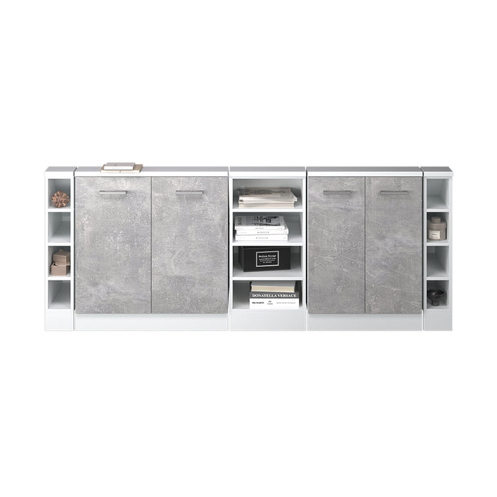 Vicco Mobile cucina sottotetto Cemento/Bianco 215 cm Set di 5