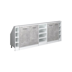 Vicco Mobile cucina sottotetto Cemento/Bianco 215 cm Set di 5