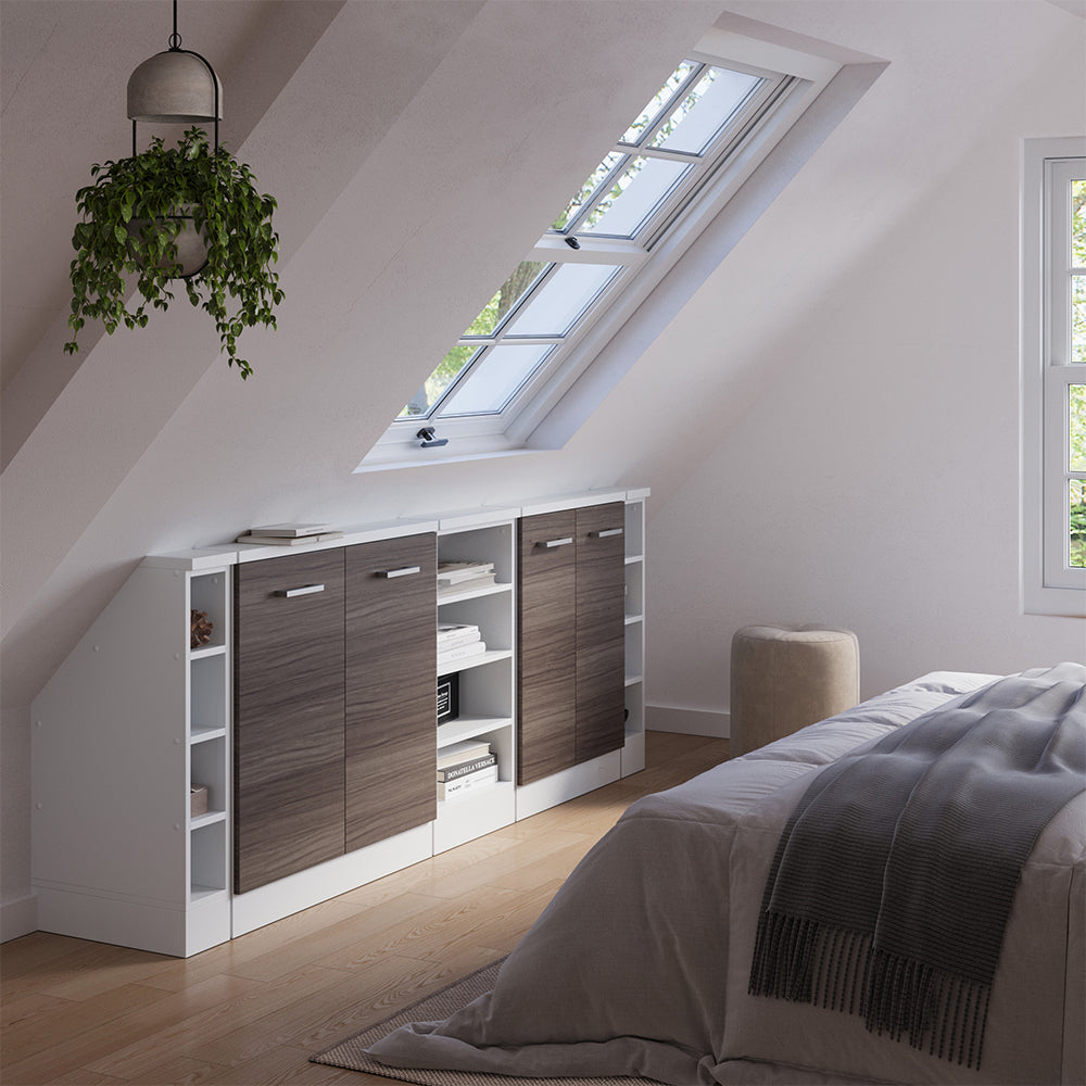 Vicco Set di mobili sottotetto Grigio prezioso/bianco Set di 5