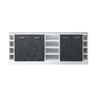 Vicco Mobile cucina sottotetto Nero cemento/bianco 215 cm Set di 5