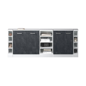 Vicco Mobile cucina sottotetto Nero cemento/bianco 215 cm Set di 5