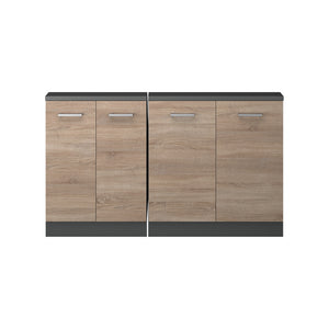 Vicco Mobile cucina sottotetto Sonoma/antracite 140 cm Set di 2