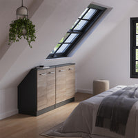 Vicco Mobile cucina sottotetto Sonoma/antracite 140 cm Set di 2