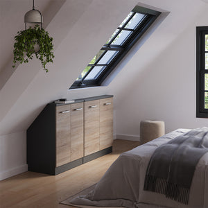 Vicco Mobile cucina sottotetto Sonoma/antracite 140 cm Set di 2