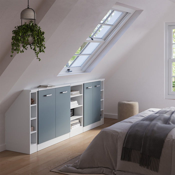 Vicco Set di mobili sottotetto Blu-grigio/bianco Set di 5