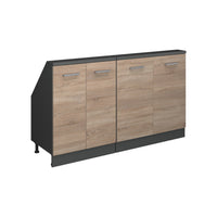 Vicco Mobile cucina sottotetto Sonoma/antracite 140 cm Set di 2