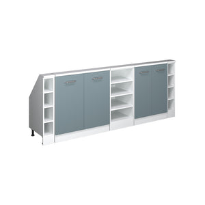 Vicco Mobile cucina sottotetto Blu-grigio/bianco 215 cm Set di 5