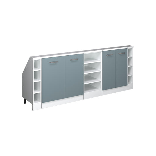 Vicco Mobile cucina sottotetto Blu-grigio/bianco 215 cm Set di 5