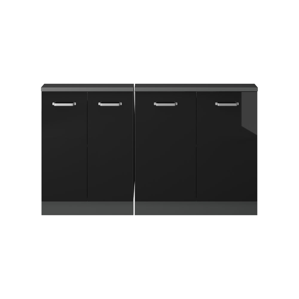 Vicco Mobile cucina sottotetto Nero lucido/antracite 140 cm Set di 2