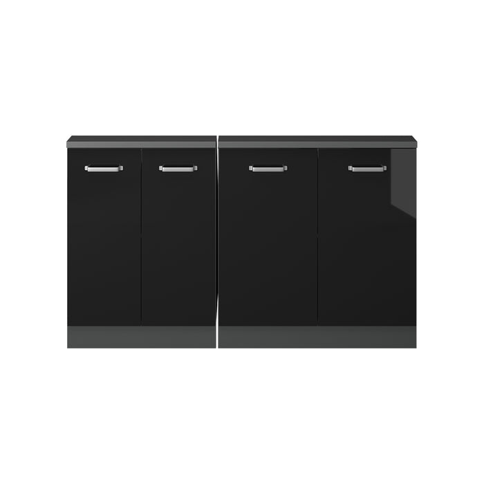 Vicco Mobile cucina sottotetto Nero lucido/antracite 140 cm Set di 2