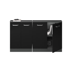 Vicco Mobile cucina sottotetto Nero lucido/antracite 140 cm Set di 2