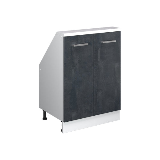 Vicco Mobile cucina sottotetto Nero cemento/bianco 60 cm con 2 porte