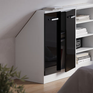 Vicco Mobile sottotetto Rovere nero lucido/bianco con 2 porte