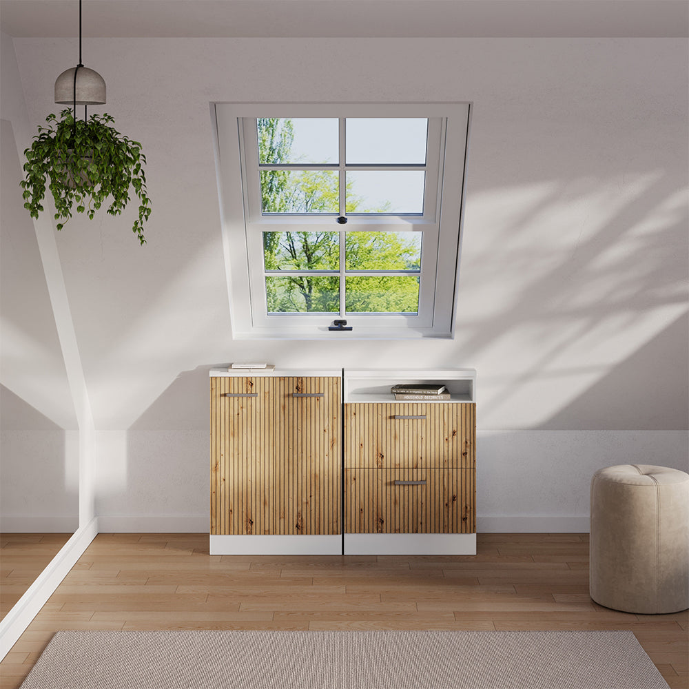 Vicco Mobile sottotetto Rovere artigianale/bianco con 2 porte