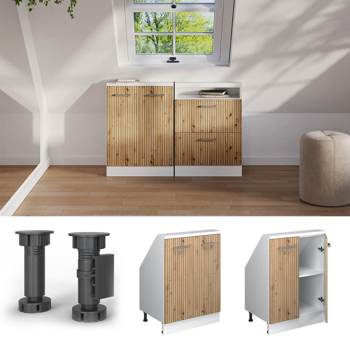 Vicco Mobile cucina sottotetto Rovere artigianale/bianco 60 cm con 2 porte