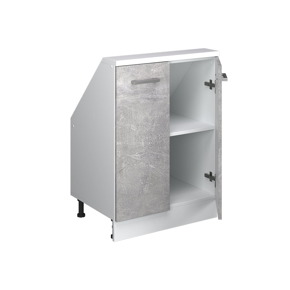 Vicco Mobile cucina sottotetto Cemento/Bianco 60 cm con 2 porte