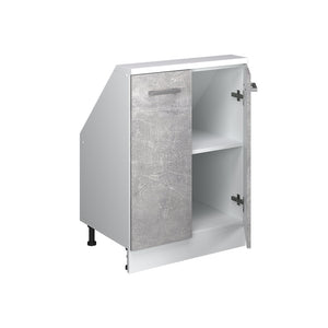 Vicco Mobile cucina sottotetto Cemento/Bianco 60 cm con 2 porte