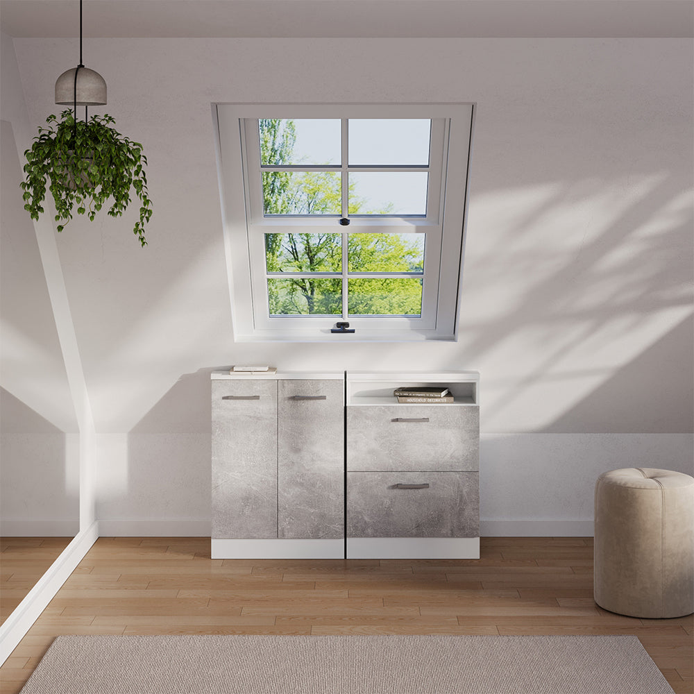 Vicco Mobile sottotetto Cemento/Bianco con 2 porte