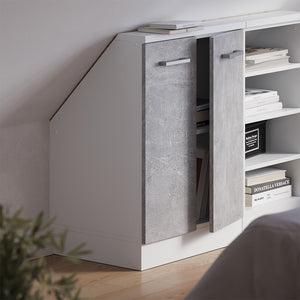 Vicco Mobile sottotetto Cemento/Bianco con 2 porte