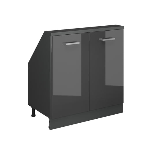 Vicco Mobile cucina sottotetto Antracite lucido/antracite 80 cm con 2 porte