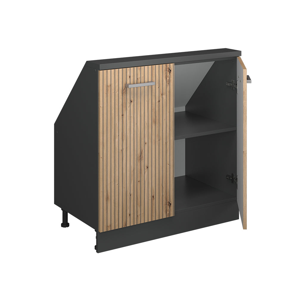 Vicco Mobile cucina sottotetto Rovere artigianale/antracite 80 cm con 2 porte