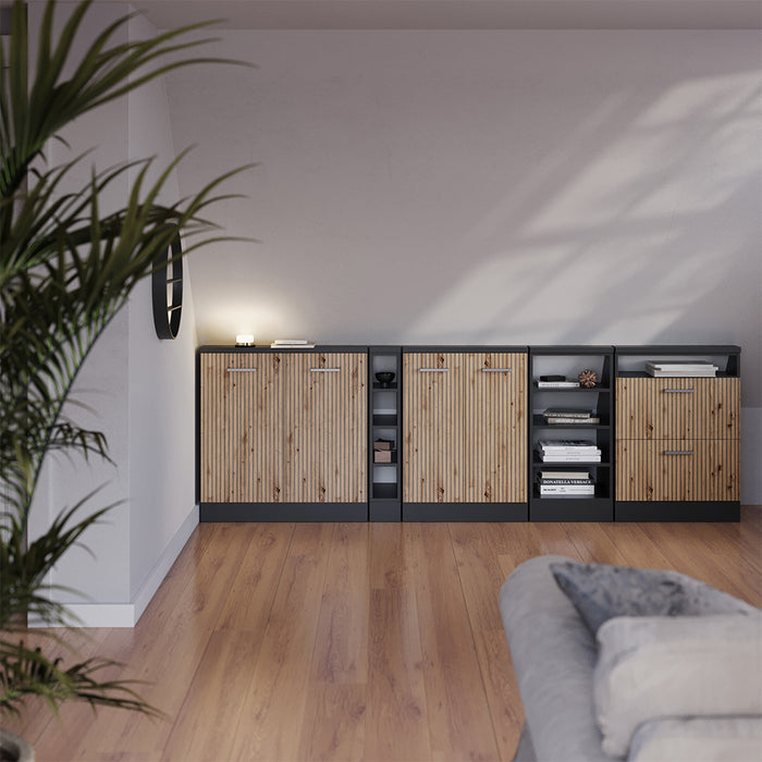 Vicco Mobile cucina sottotetto Rovere artigianale/antracite 80 cm con 2 porte