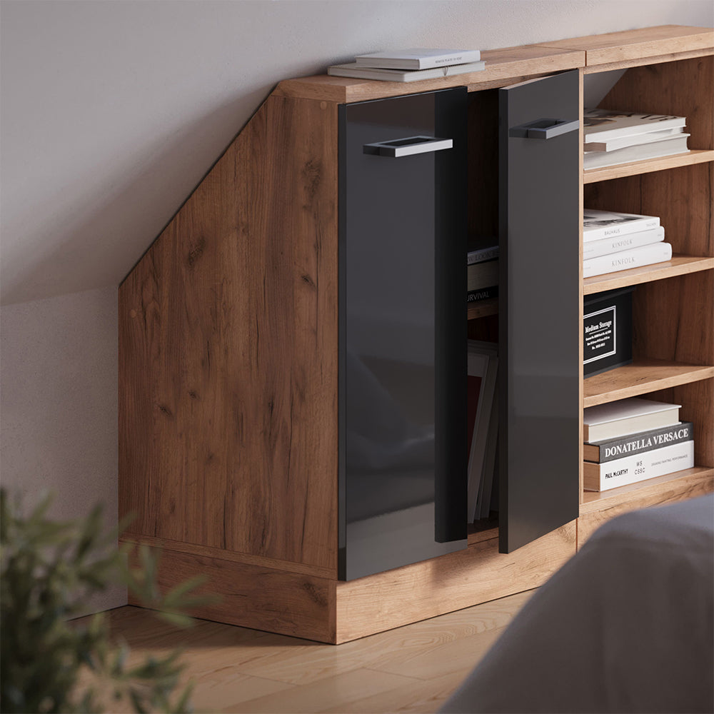 Vicco Mobile sottotetto Antracite lucido/oro power oak con 2 porte