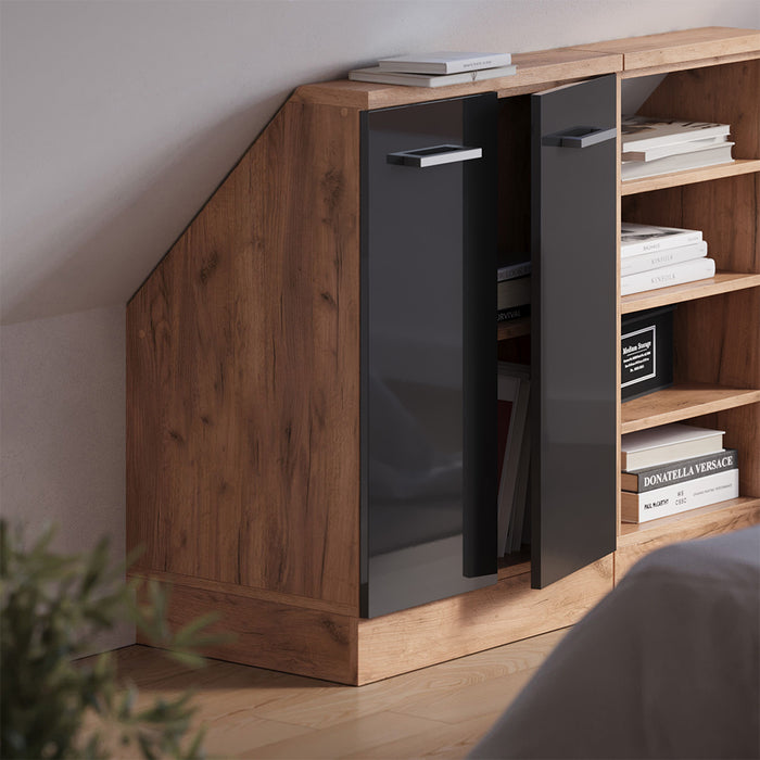 Vicco Mobile sottotetto Antracite lucido/oro power oak con 2 porte