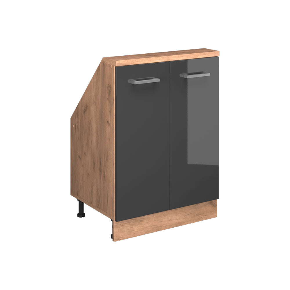 Vicco Mobile cucina sottotetto Antracite lucido/oro power oak 60 cm con 2 porte