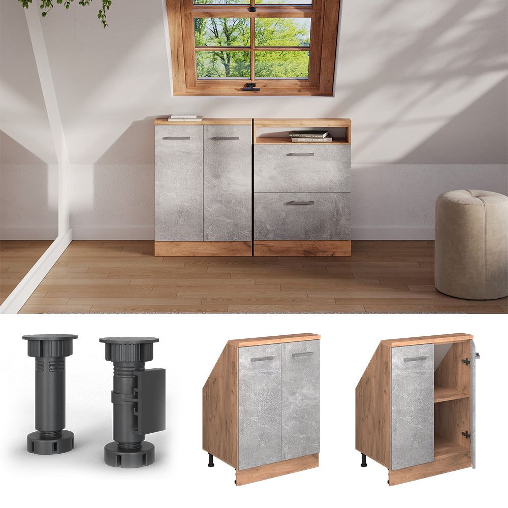 Vicco Mobile sottotetto Calcestruzzo/quercia dorata con 2 porte