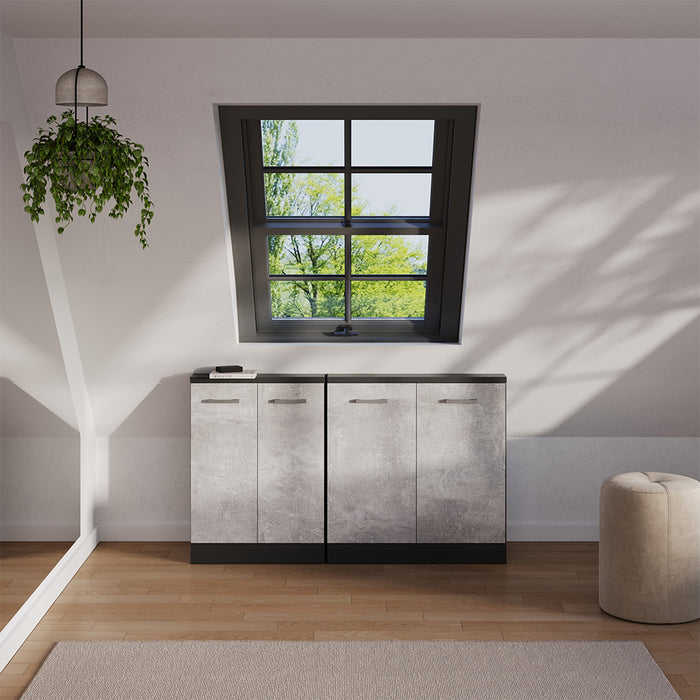 Vicco Mobile sottotetto Calcestruzzo/antracite con 2 porte