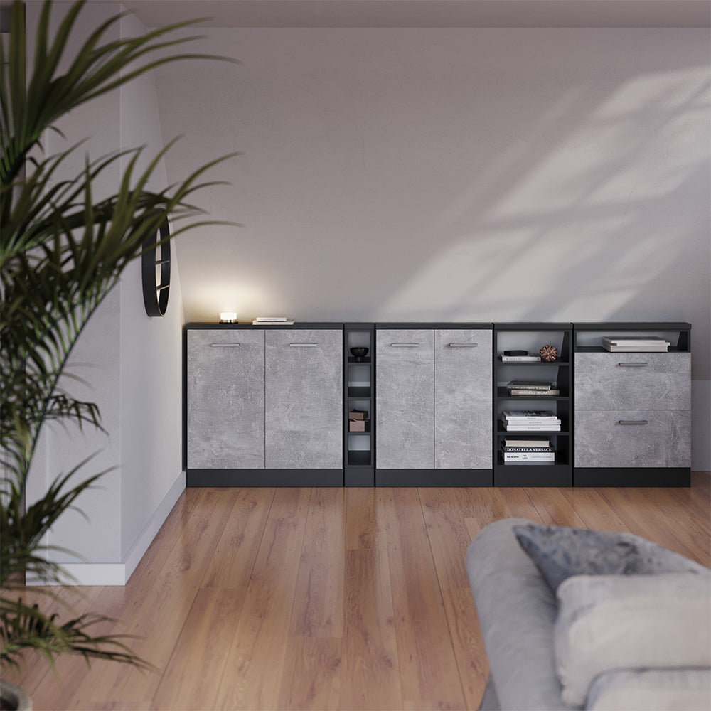 Vicco Mobile sottotetto Calcestruzzo/antracite con 2 porte