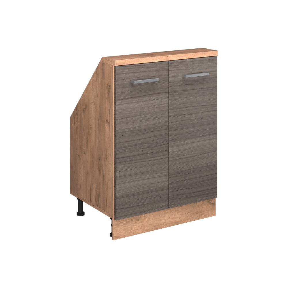 Vicco Mobile cucina sottotetto Grigio nobile/rovere dorato 60 cm con 2 porte