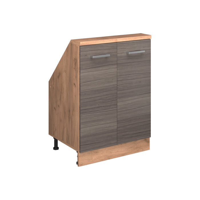 Vicco Mobile cucina sottotetto Grigio nobile/rovere dorato 60 cm con 2 porte