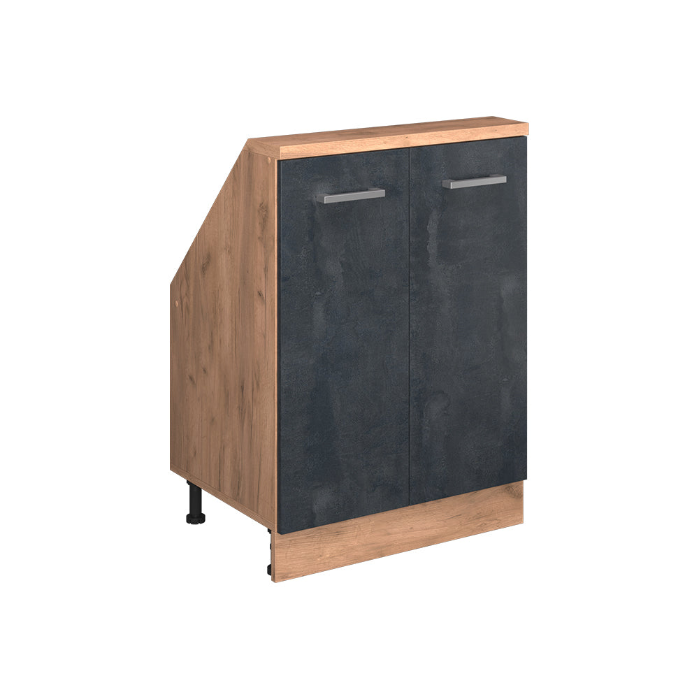Vicco Mobile cucina sottotetto Calcestruzzo nero/quercia dorata 60 cm con 2 porte