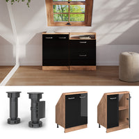 Vicco Mobile cucina sottotetto Rovere nero/oro lucido 60 cm con 2 porte