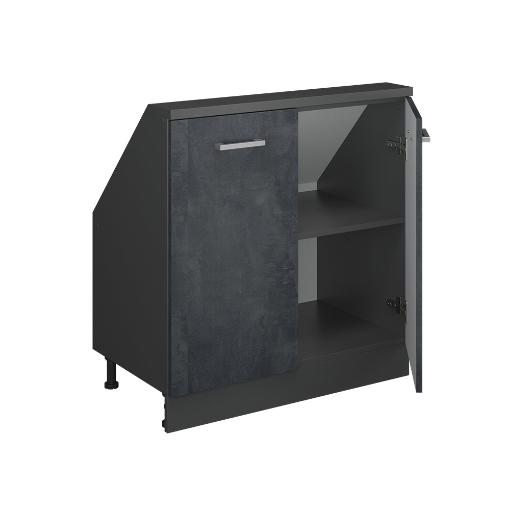 Vicco Mobile cucina sottotetto Calcestruzzo nero/antracite 80 cm con 2 porte