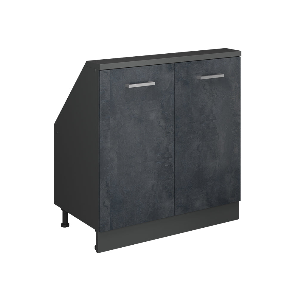 Vicco Mobile cucina sottotetto Calcestruzzo nero/antracite 80 cm con 2 porte