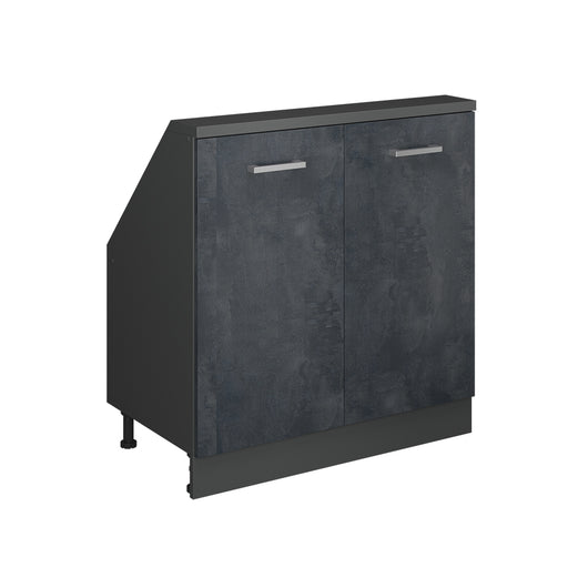 Vicco Mobile cucina sottotetto Calcestruzzo nero/antracite 80 cm con 2 porte