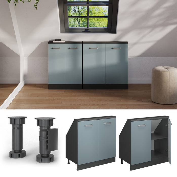Vicco Mobile sottotetto Blu-grigio/antracite con 2 porte