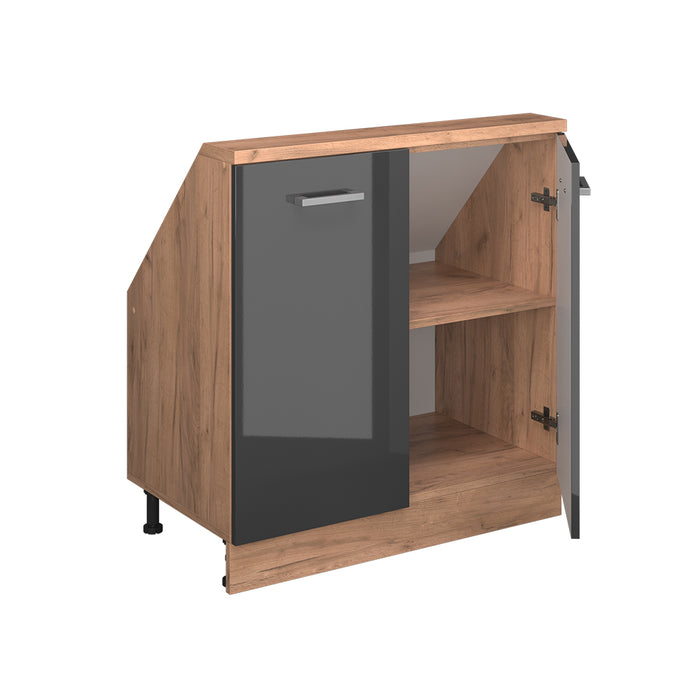 Vicco Mobile cucina sottotetto Antracite lucido/oro power oak 80 cm con 2 porte