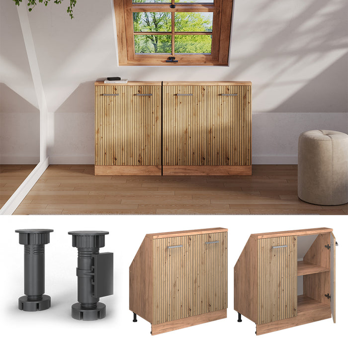 Vicco Mobile cucina sottotetto Rovere artigianale/rovere Goldkraft 80 cm con 2 porte