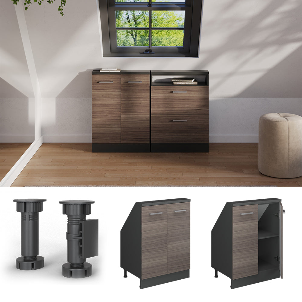 Vicco Mobile cucina sottotetto Grigio nobile/antracite 60 cm con 2 porte