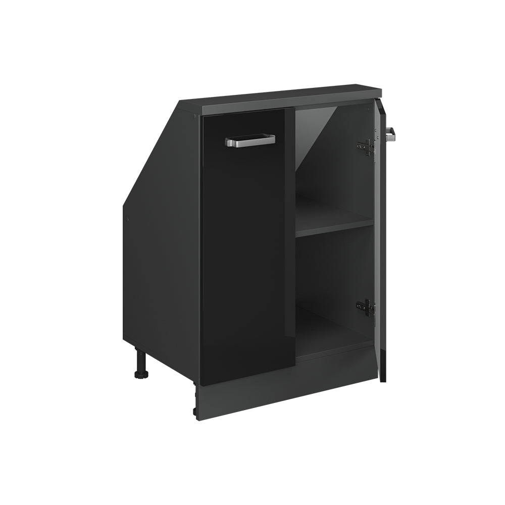 Vicco Mobile cucina sottotetto Nero lucido/antracite 60 cm con 2 porte