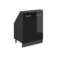Vicco Mobile cucina sottotetto Nero lucido/antracite 60 cm con 2 porte