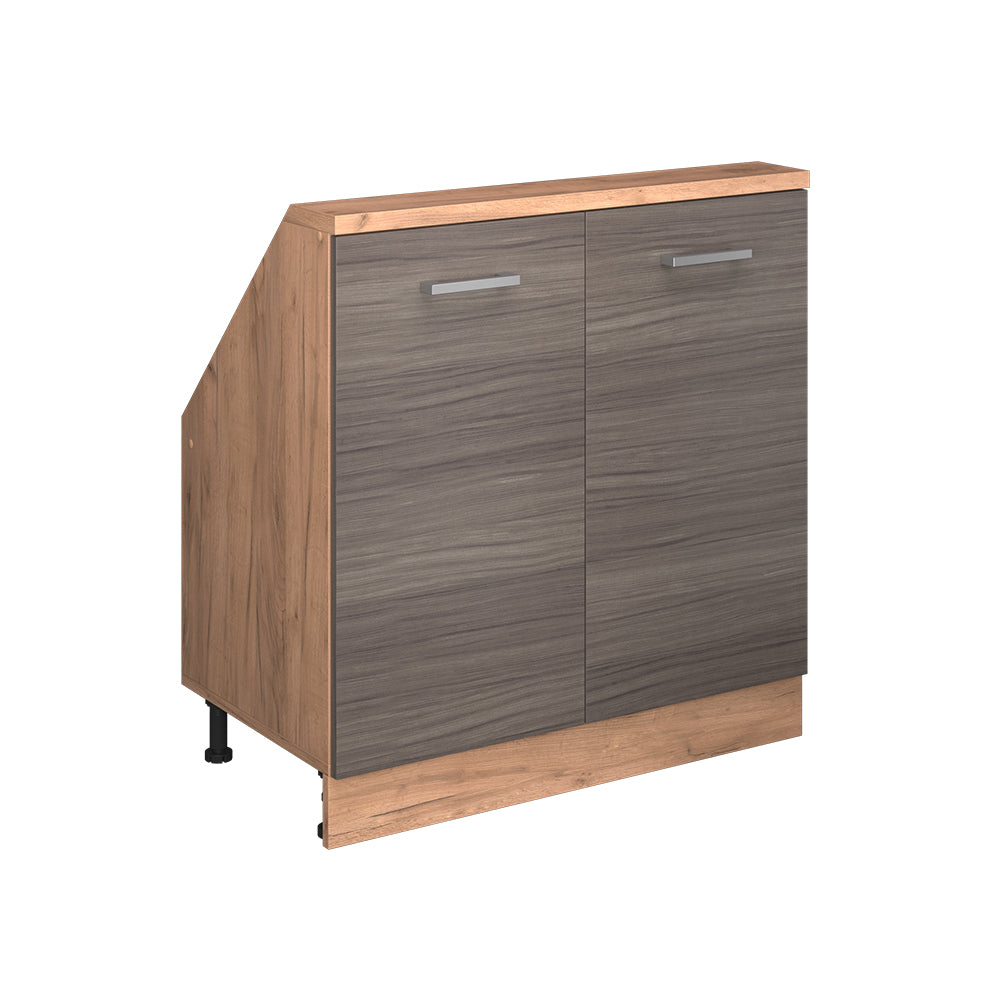 Vicco Mobile cucina sottotetto Grigio nobile/rovere dorato 80 cm con 2 porte