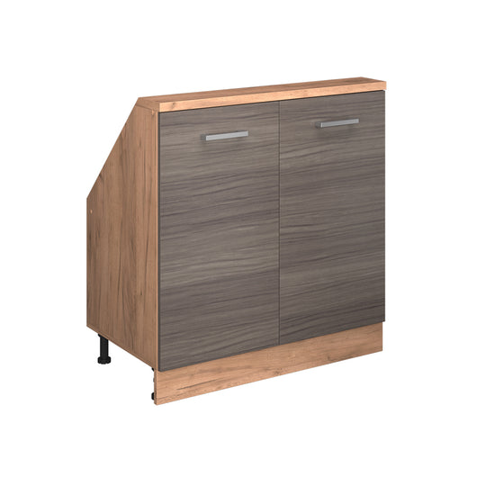 Vicco Mobile cucina sottotetto Grigio nobile/rovere dorato 80 cm con 2 porte